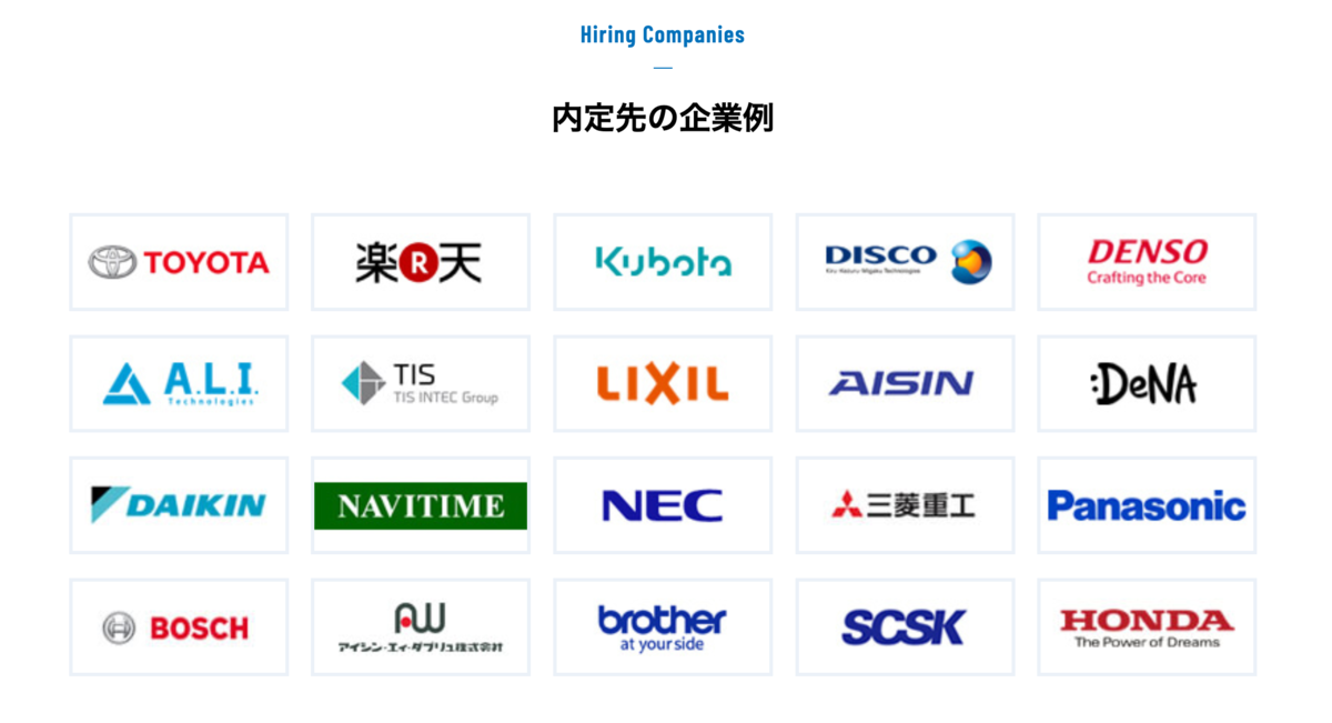 Kaguyaの内定先一覧
