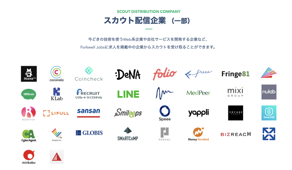 スカウト企業一覧(一部)