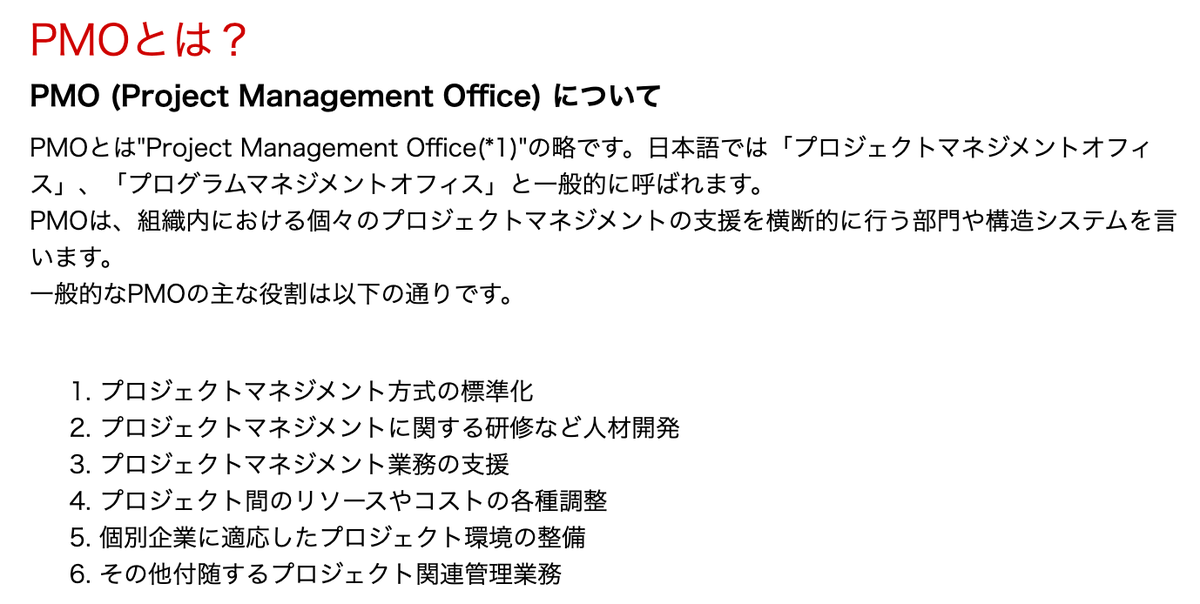 PMOとは"Project Management Officeの略