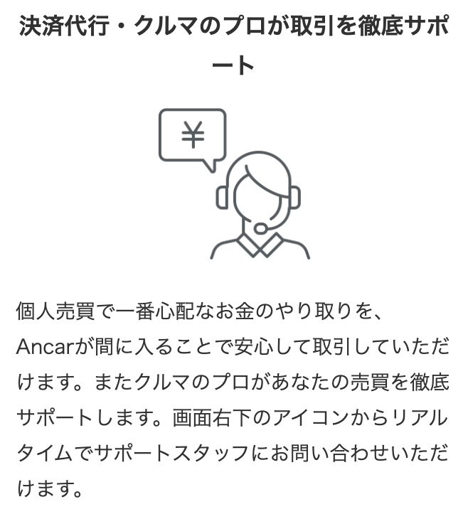 お金の取引については全てAncar（アンカー）が代行