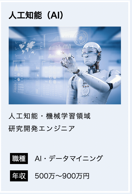人工知能（AI）人工知能 機械学習領域 研究開発エンジニア職種 AI データマイニング 年収 500万～900万円
