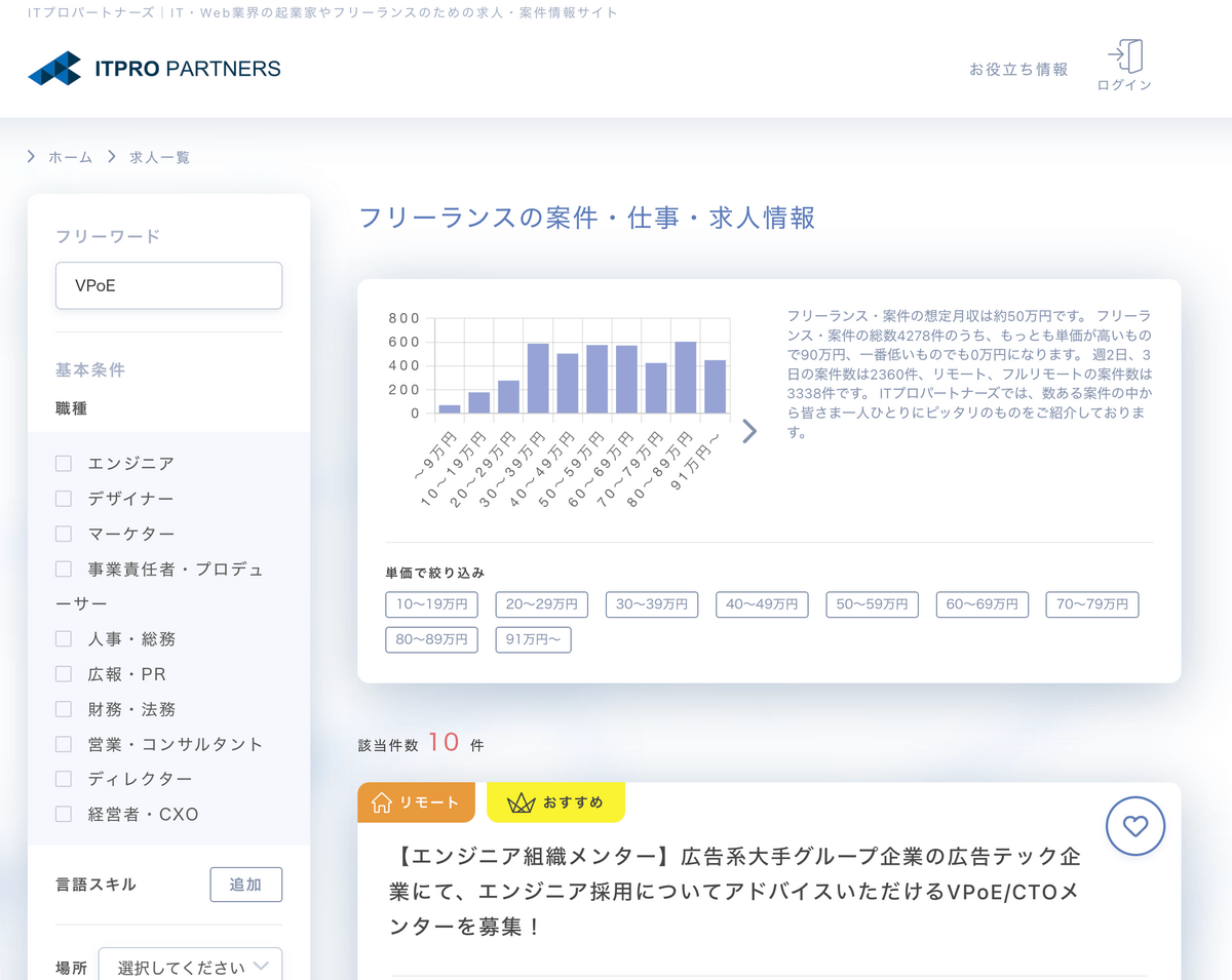 ITプロパートナーズ VPoE 案件 10件