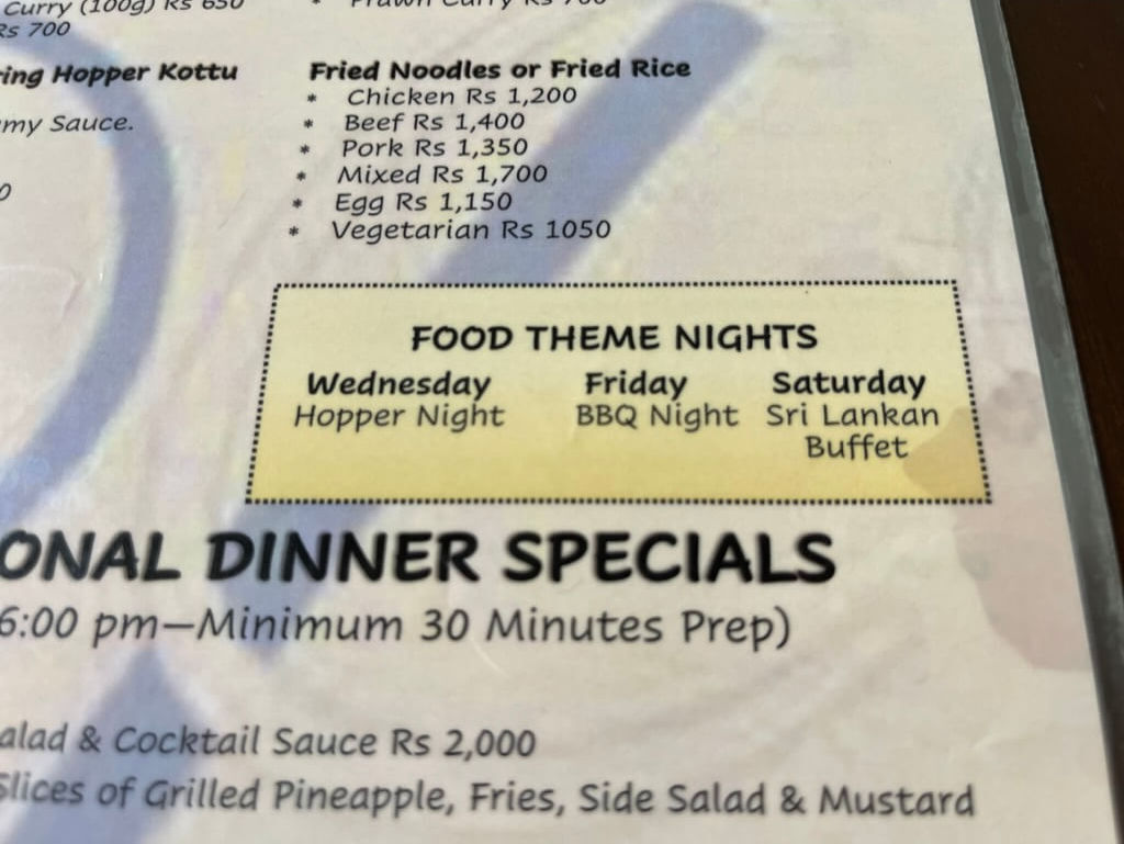 food theme nights  VOC Cafe Dutch Burgher Union