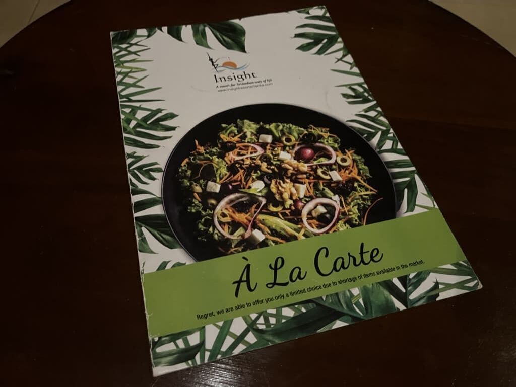 Dinner Menu ディナーメニュー Insight Resort Ahangama S&amp;S Other Certified アハンガマ
