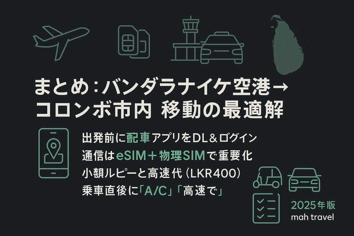 まとめ：バンダラナイケ空港 コロンボ市内 移動の最適解