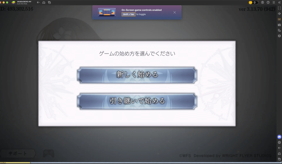 BlueStacks アナデン起動成功 NEWゲーム