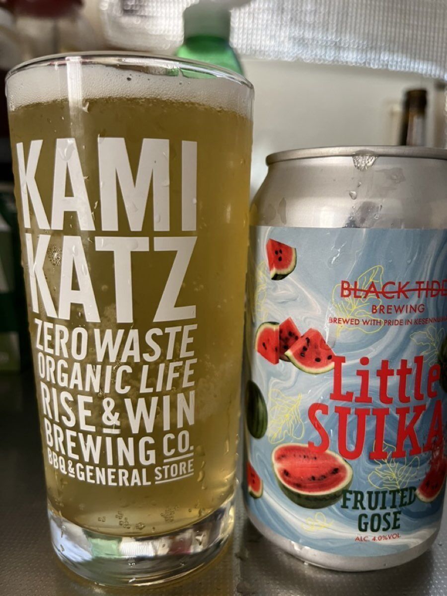 BLACK TIDE BREWING Little Suika Fruited Gose グラスに注いだ状態と缶正面