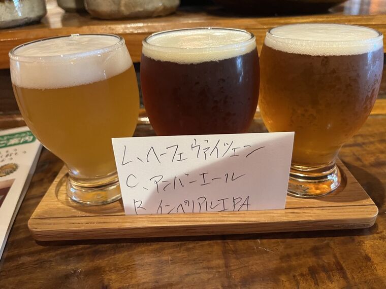 Beer Rizeのテイスティングセット3種（ヘーフェヴァイツェン・アンバーエール・インペリアルIPA）