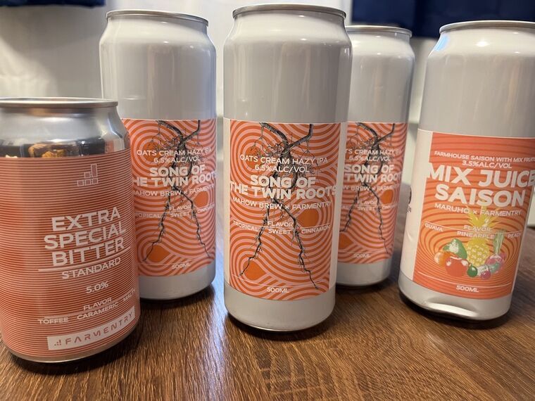 FARMENTRYで購入した缶ビール4本 ESB Song of Twin Roots Mix Juice Saison