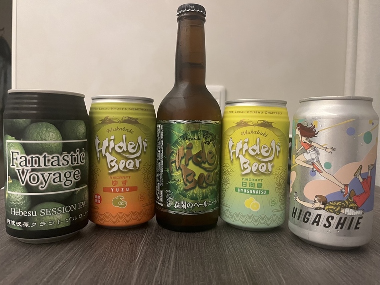 今回購入した宮崎クラフトビール5本 ひでじビールや阿波岐原 HIGASHIE