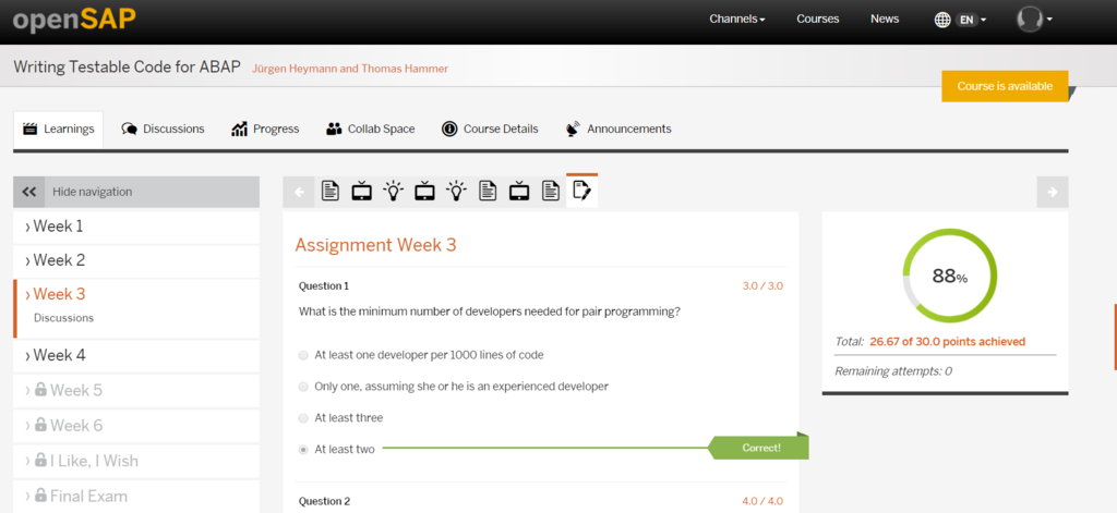 openSAP「Writing Testable Code for ABAP」Week4 を終えて - SAPのすみっこ