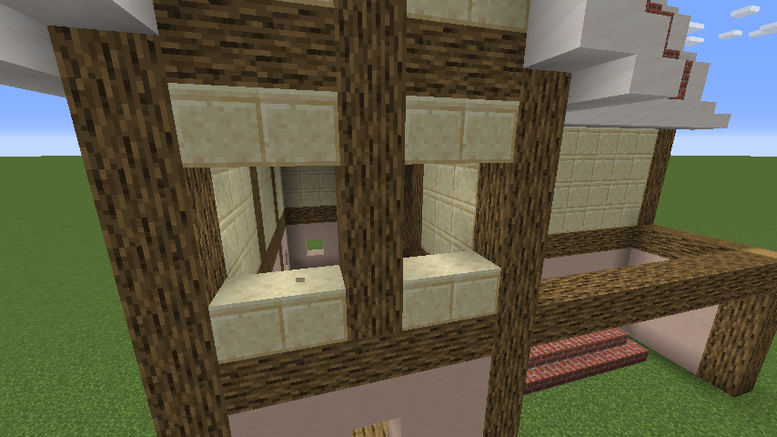 Minecraft建築レシピ レンガ屋根の洋風な家 外装のみ まふみんのゲームぶろぐ