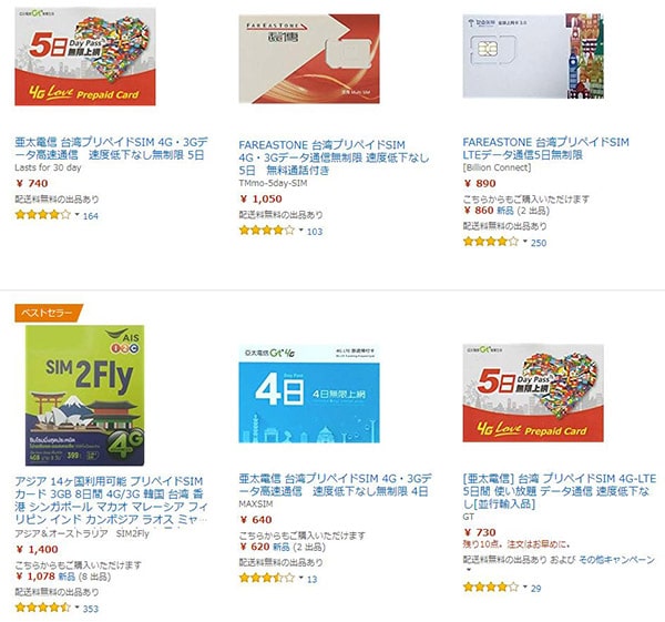 アマゾンに売られている海外のプリペイドSIM