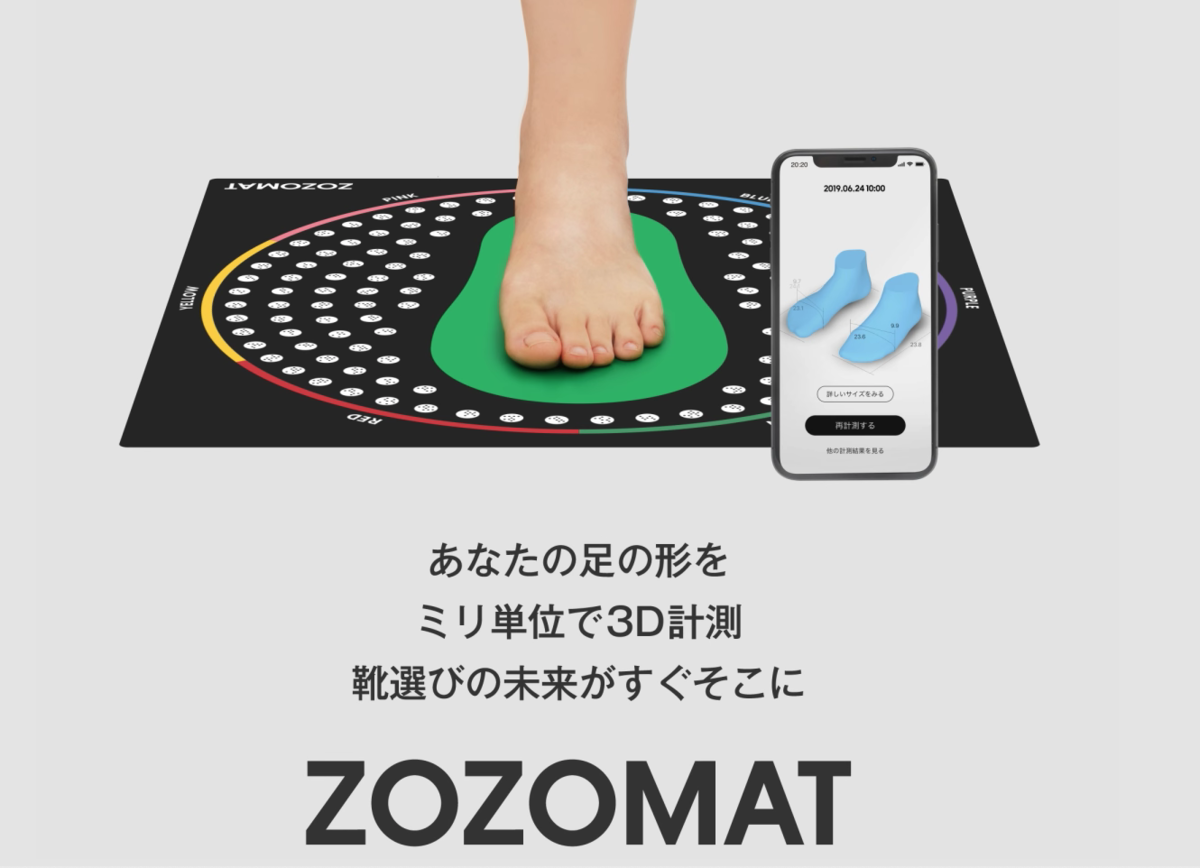 f:id:makeup4fun:20200213223104p:plain ZOZOMATで足のサイズを測るイメージ