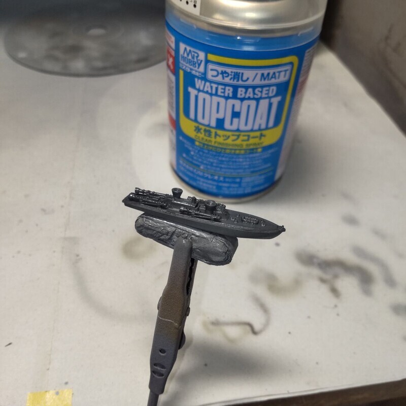 PTボートにつや消しトップコート