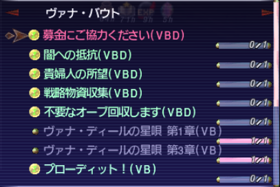 今回のヴァナ・バウト
