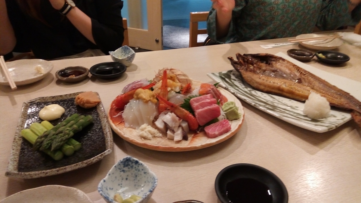 アスパラ・刺身・ホッケ
