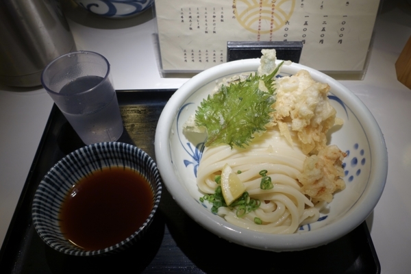 かしわ天つけうどん〈冷〉(1000円)【鶏天3ヶ・野菜3種】