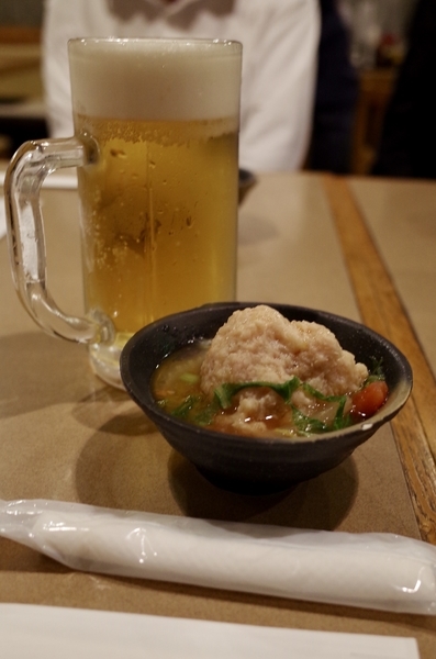 生ビール(600円)とお通し