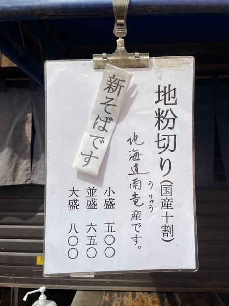 地粉切りのメニュー