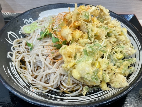 小柱とごぼうのかきあげそば【冷】大盛