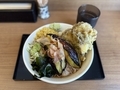 まいたけ天(180円)+冷しなすそば(950円)+大盛(100円)