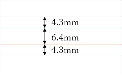英習罫ノート8段(幅4.3mm・6.4mm・4.3mm)