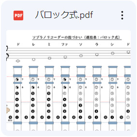 ソプラノリコーダー運指表（バロック式）