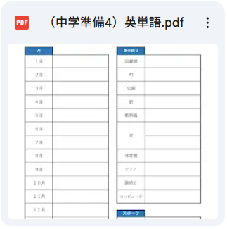 中学準備英単語プリント４