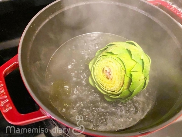 茹でる様子