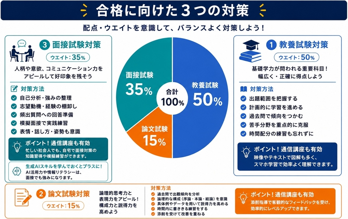 社会人向け公務員試験対策におすすめの問題集・参考書・通信講座