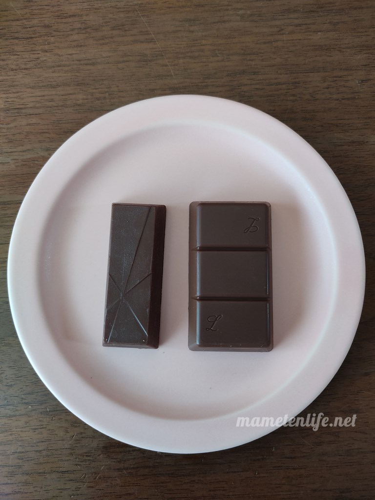 メルティーキッスくちどけラム&レーズンとラミーをお皿にのせたところ