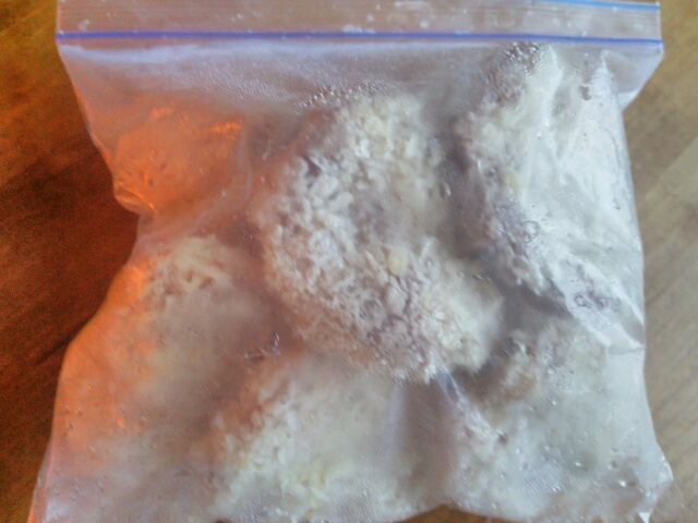 ジップロックに入れて冷凍した自家製冷凍食品　一口豚カツ画像