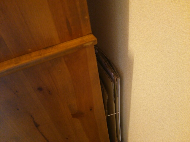 食器棚の後ろに隠した資源ゴミの段ボール画像