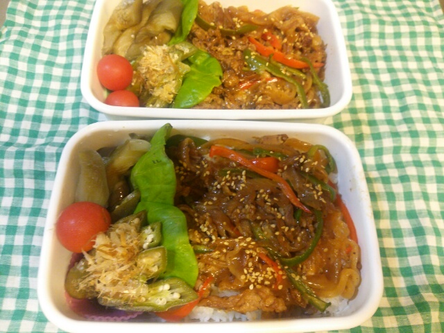 二人分の焼肉丼弁当画像