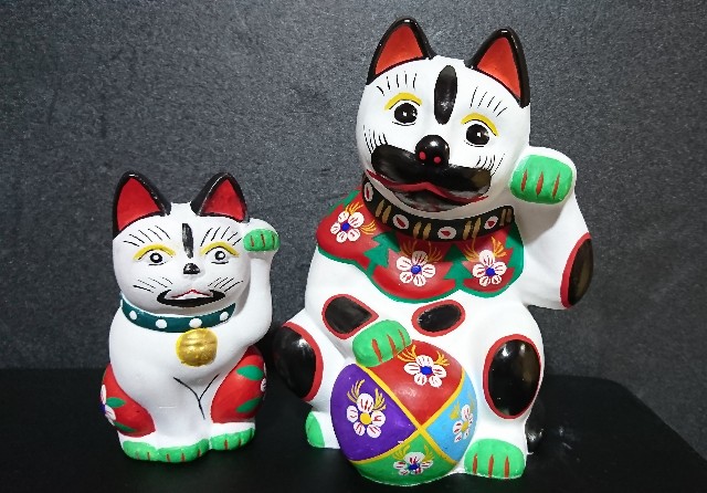 昭和レトロ　招き猫　磁器人形　壁掛け　花入れ 釜猫 招き猫 / 別注 花巻人形 – MOGI