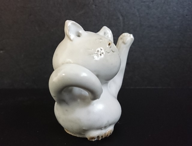 招き猫55【石川】能登島焼/案山子窯(かかしがま) - 郷土玩具/招き猫十八番