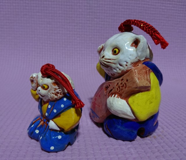 【現品限り】招き猫　鈴猫　レア物　陶芸 ses-s221-g-p16.jpg