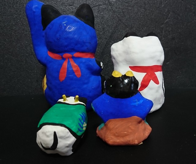 招き猫100の4【埼玉】春日部張子 - 郷土玩具/招き猫十八番