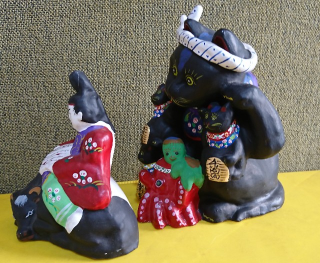 2022) 岩手 遠野 附馬牛土人形 2体 2022) 岩手 遠野 附馬牛土人形 2体