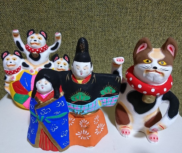 招き猫  滋賀県小幡人形 招き猫25の3【滋賀】小幡人形(デコ) - 郷土玩具/招き猫十八番