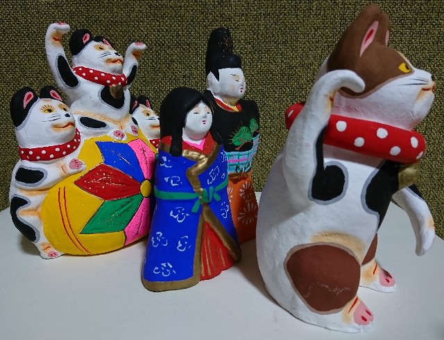 招き猫25の3【滋賀】小幡人形(デコ) - 郷土玩具/招き猫十八番