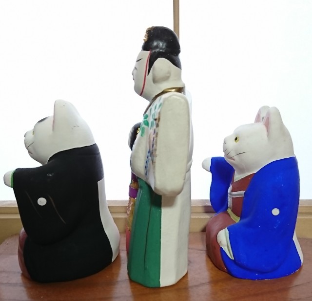 招き猫1の2【京都】伏見人形/丹嘉(たんか) - 郷土玩具/招き猫十八番