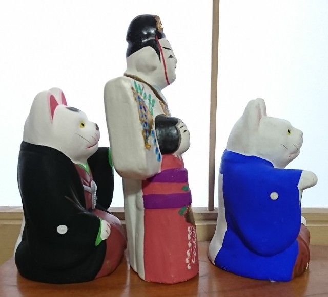 招き猫1の2【京都】伏見人形/丹嘉(たんか) - 郷土玩具/招き猫十八番