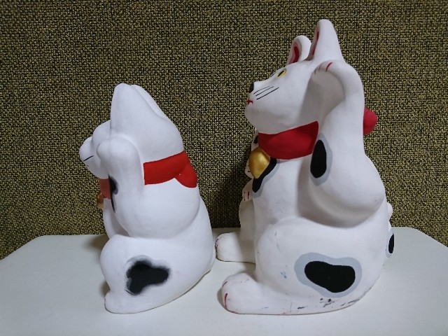 招き猫1の3・129【京都】伏見人形・子福猫 - 郷土玩具/招き猫十八番