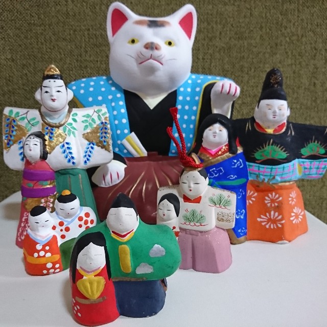 招き猫1の4【京都】伏見人形/丹嘉(たんか) - 郷土玩具/招き猫十八番