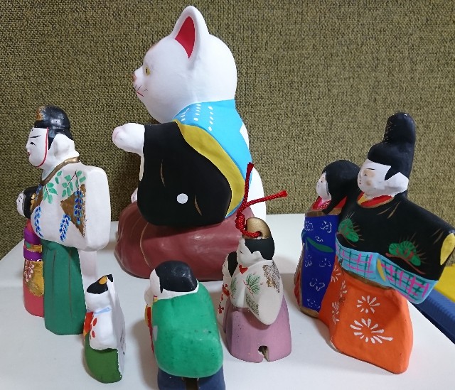 招き猫1の4【京都】伏見人形/丹嘉(たんか) - 郷土玩具/招き猫十八番