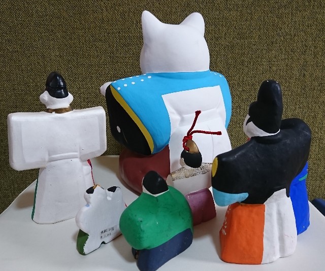 招き猫1の4【京都】伏見人形/丹嘉(たんか) - 郷土玩具/招き猫十八番