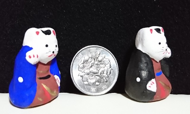郷土玩具　招き猫　まねきねこ　　2点まとめ売り 招き猫72の2【京都】清水豆人形 - 郷土玩具/招き猫十八番