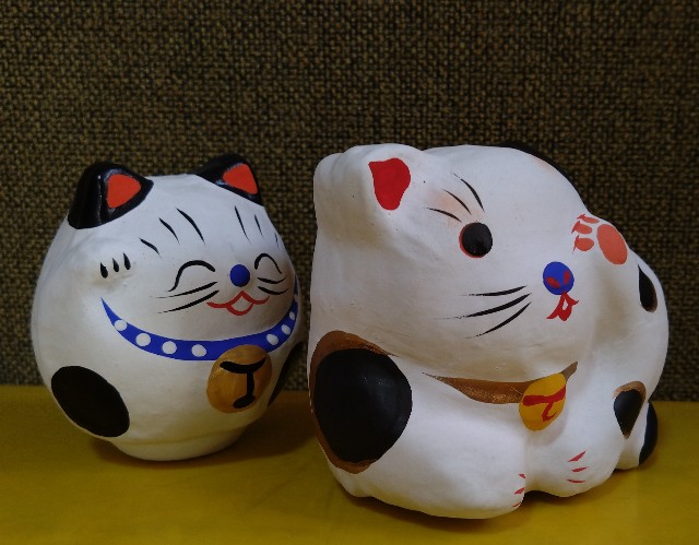 招き猫14の3【福島】三春張子 - 郷土玩具/招き猫十八番